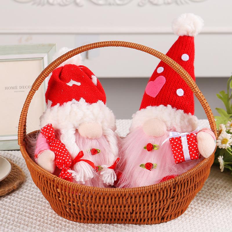 Nuovo cappello lavorato a maglia luminoso con ornamenti decorativi per San Valentino, bambola senza volto, regalo per Tanabata.