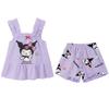 Children Suspender Set Summer Girl Pajamas Vest Shorts Cartoon Sleeveless Cute Melody Kuromi Cinnamoroll Soft Sleepwear 2PCS/Set