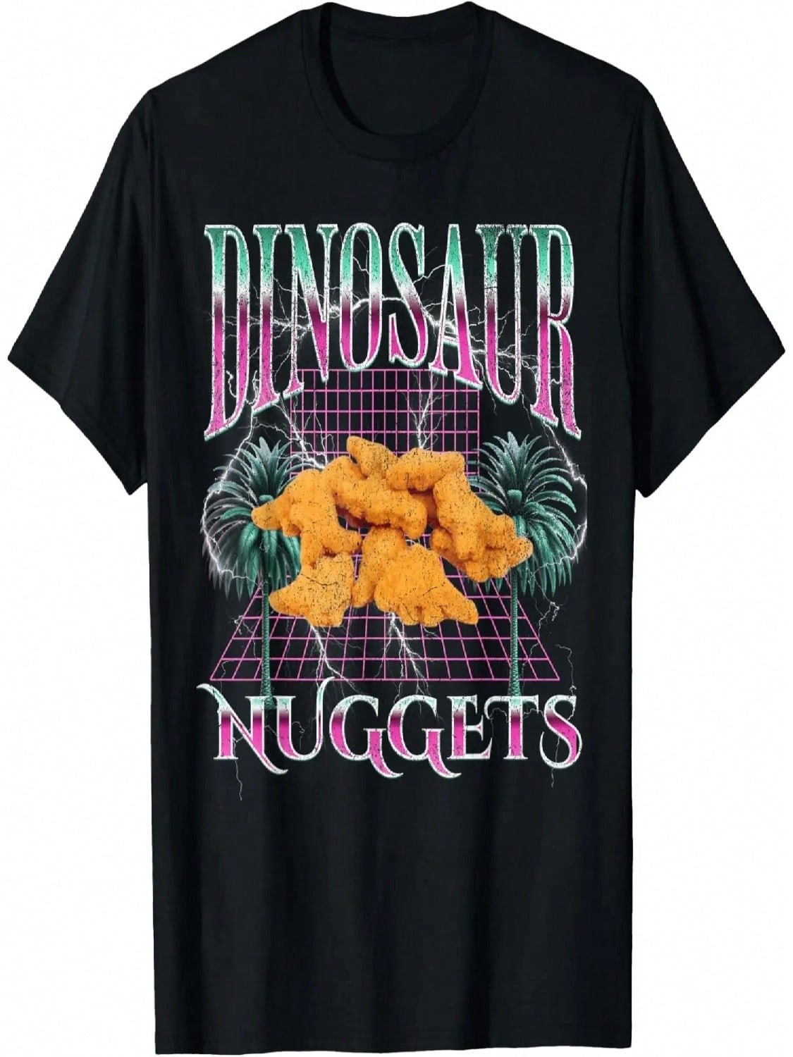 Funny Dinosaur Chicken Nuggets Lover Retro Bootleg 90s T-Shirt S разноцветный