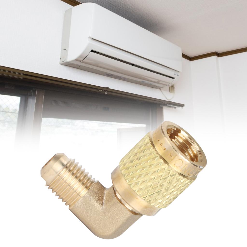 R410 Male Thread 1/4 to Female Thread 5/16 90 degrees  Adapter Connector Cooler Air-Conditioner Accessory