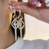 Sparkling Synthetic Gemstone Decor Tassel Dangle Earrings Cute Trendy Party Jewelry Holiday Birthday Christmas Halloween Gift