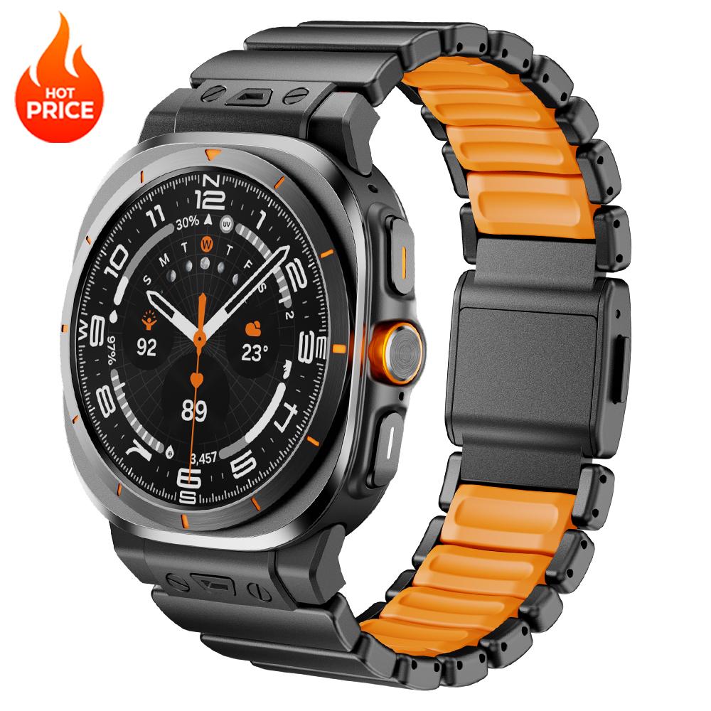 Luxury Stainless Steel Silicone Strap for Samsung Galaxy Watch Ultra 2025 47mm Metal Magnetic Band for Watch Ultra 47mm Bracelet