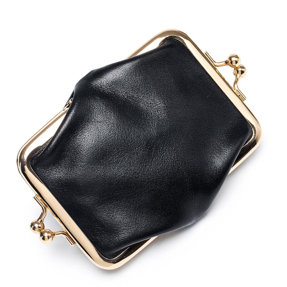 New Compact Retro Double Clip Clip Change Bag Women's European and American First Layer Oil Wax Leather Coin Bag Storage Bag Fans