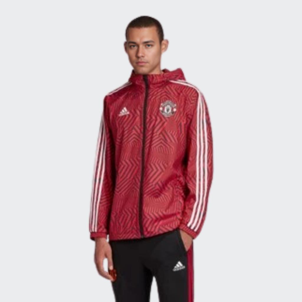 Adidas Mufc Windbreaker Hooded Jacket Men Outerwear Scarlet FR3844