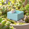 Decorative Cat in Bathtub Cute Bathing Figurine, Mini Kitten Blue Statue, Micro Landscape Charming Office Desk Decor Fairy Garden Ornament,