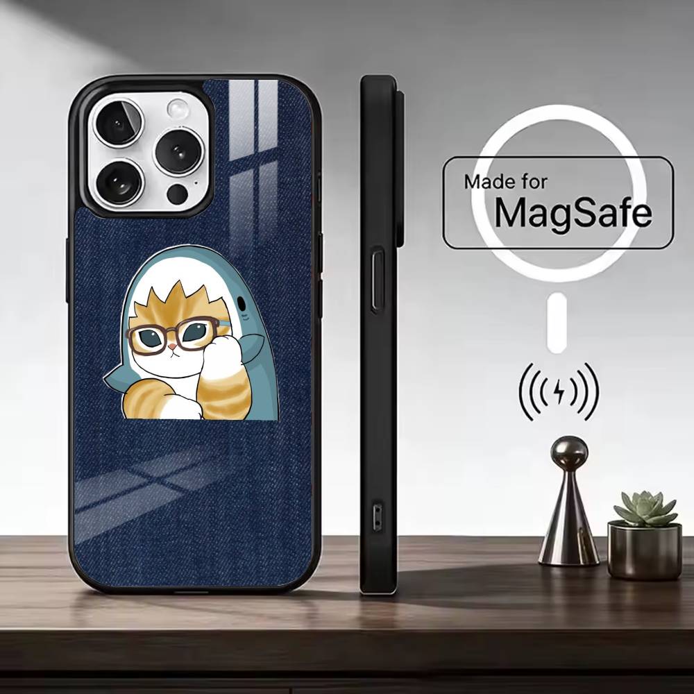 M-Mofusand Cat Cute Cartoon Phone Case For iPhone17,16,15,14,13,12,11 Plus,Pro Max, New Magnetic Wireless Charging