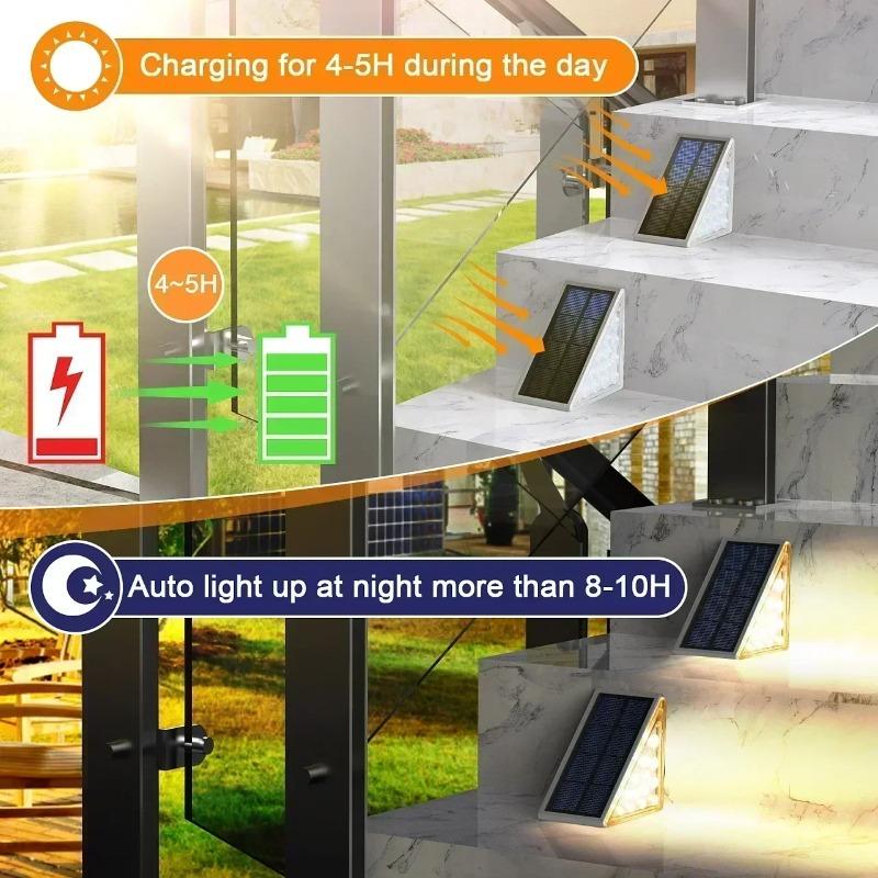 2~8PCS Solar Deck Lights Fence Lights Outdoor Step Lights Waterproof Solar Lamps for Railing Stairs Fence Yard Patio and Pathway