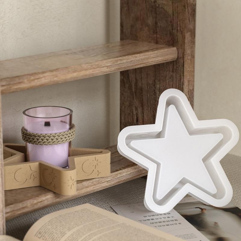 Sturdy Star and Moon Silicone Mould Round Tray Home Accessory for Crafting Supplies and Creative Storage Solution
