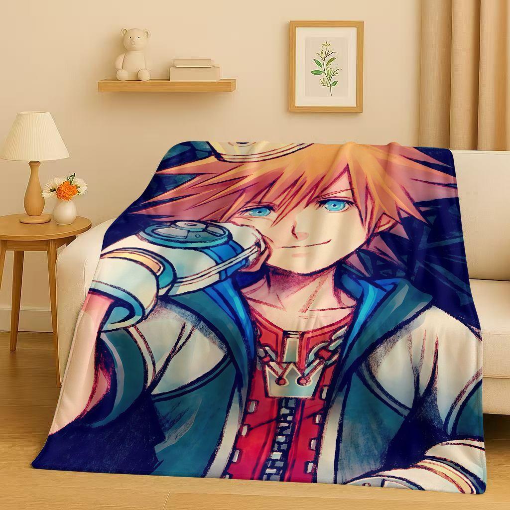 Sanrio Kingdom Hearts Kreslená hra Mickey Mouse Flanelová deka, ultra měkký plyšový přehoz do ložnice, postele, pohovky, vánoční dárek