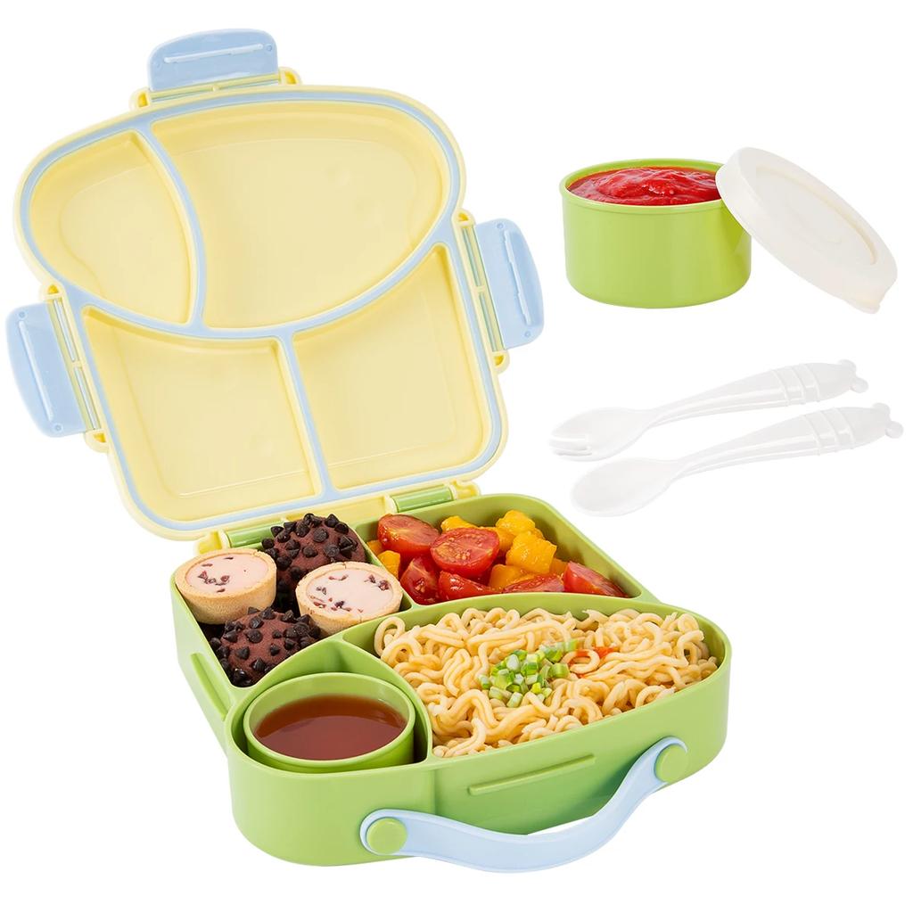 Cute plastic children's lunch box, food container with compartments, portable bento box suitable for children's office students