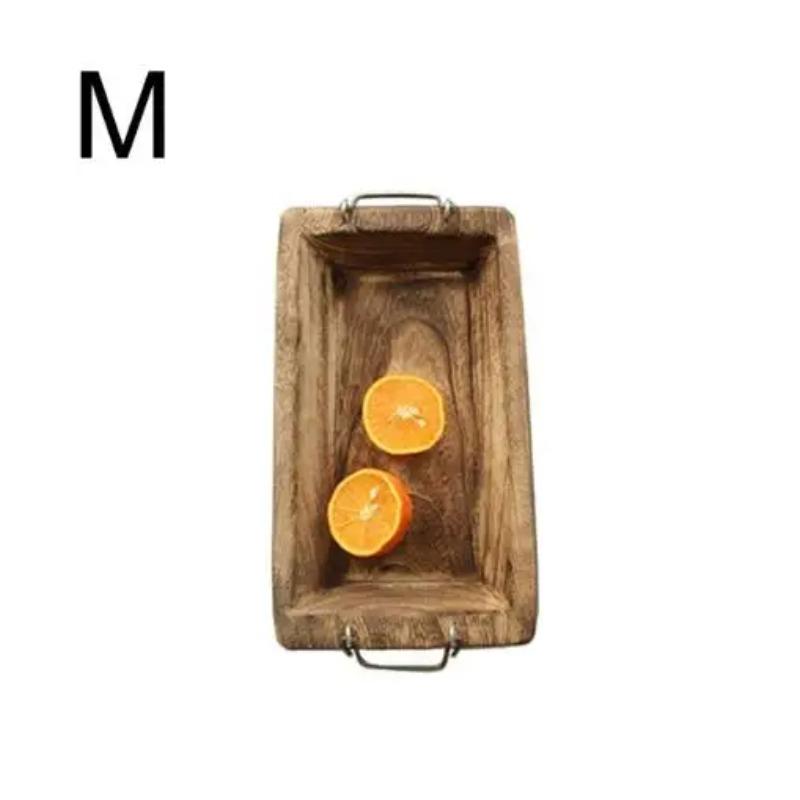Log Tray Rectangular Wooden Tea Solid Wood Hotel Dinner Coffee Serving Dessert Bread Snack Fruit  Storage Decorative