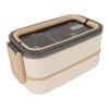 Double Layer Lunch Box Stackable Bento Box with Utensils Stainless Steel Dining Box 1400ml Khaki 304