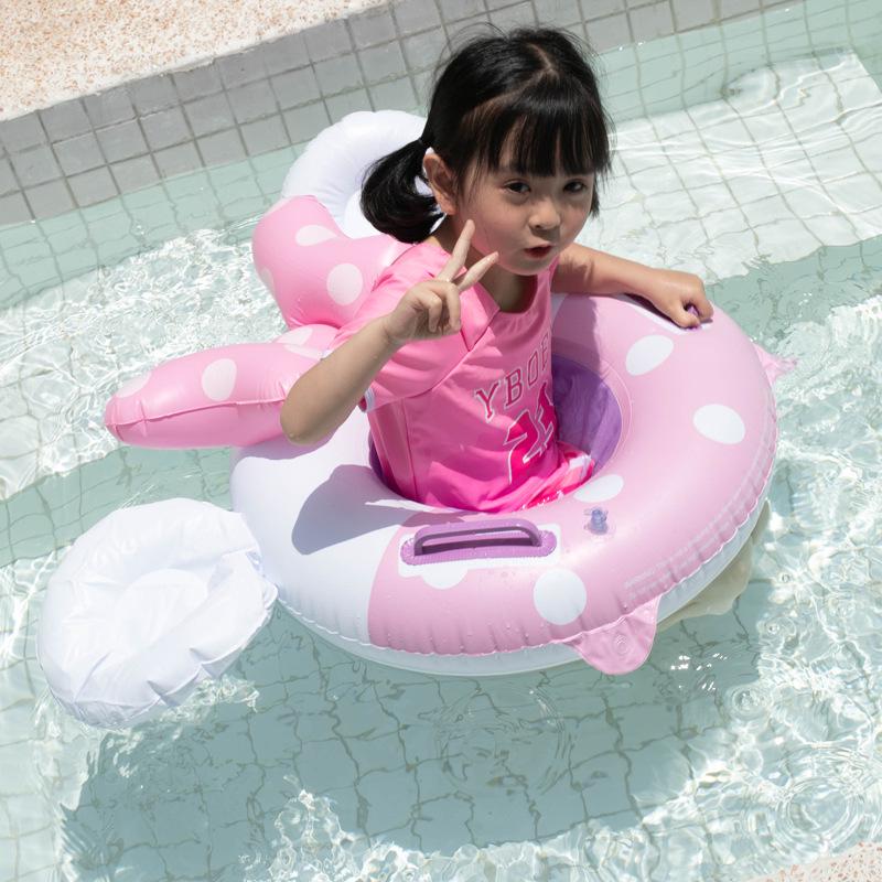 Pink Bow 3D Baby Inflatable Swim Ring with Handle and Seat
