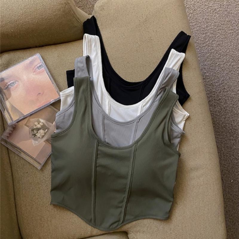 Ice Silk Irregular White Waistcoat Halter Women's Summer New Wear with Chest Pad Beautiful Back Underwear Movement Tide