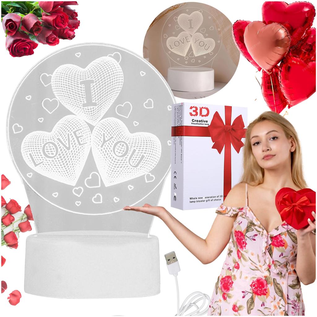 A small gift for Valentine's Day 3D lamp with the inscription I love YOU on USB 3 modes
