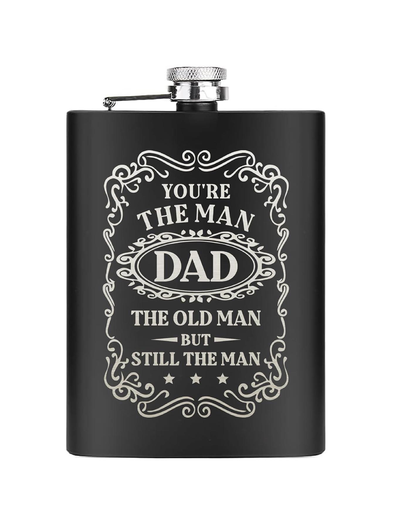 Birthday Gifts for Dad, Funny Hip Flask for Dad Stepdad, Best Dad Gifts From Son Daughter, Personalized Gifts Whisky Flask