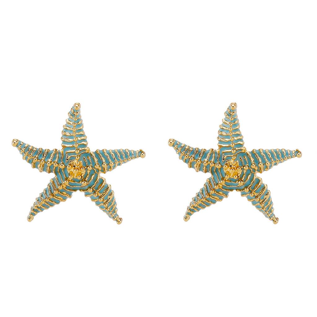 European and American summer vacation style enamel starfish earrings ZA temperament beach wind starfish pendant necklace female
