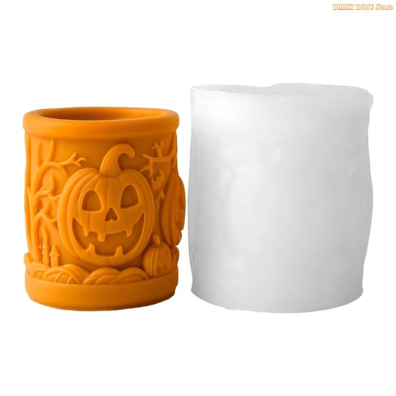 K1AE Multiurpose Cylinder Silicone Mold Halloween Themed Silicone Mould For Handmade Soap Holiday Decoration