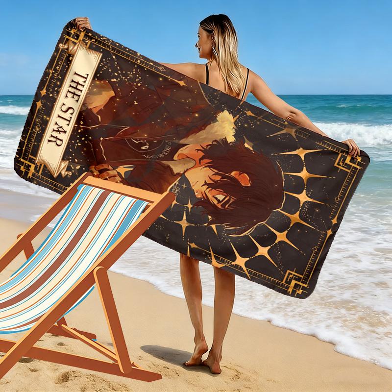Nico di Angelo style print 2D Flat Print Beach Towel, Large Soft Quick Dry Towel for Beach Camping SwimmingXSTJ0915452