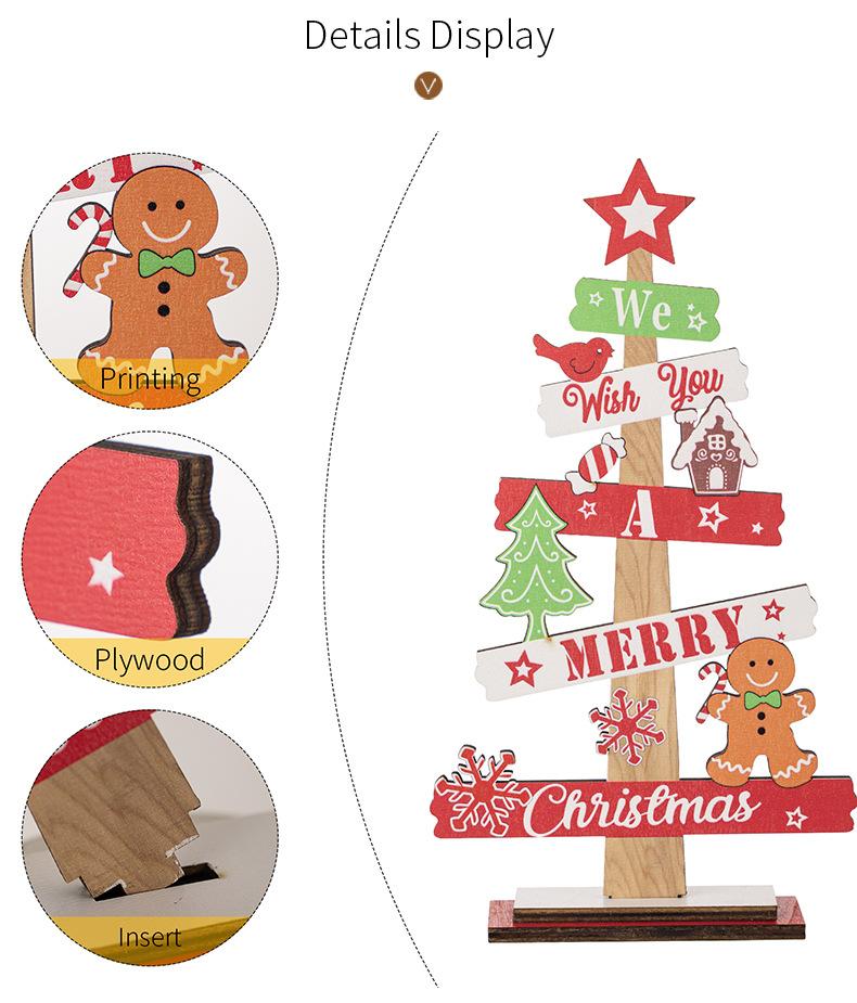 Desktop Christmas Tree Santa Claus DIY Decoration Wooden Christmas Signs Plaque Xmas Decoration New Years Party Gifts