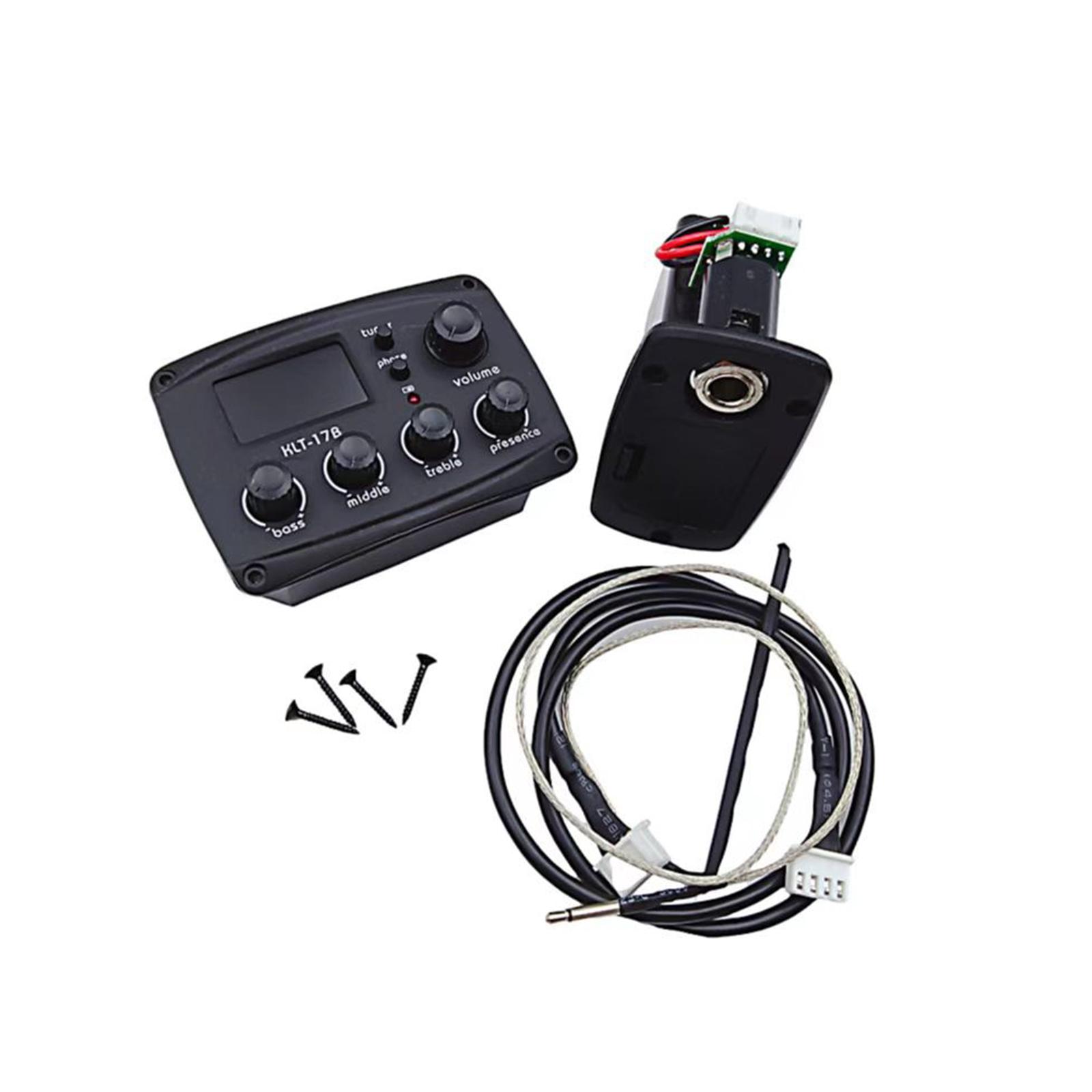 

Звукосниматель для акустической гитары Четырехсекционный звукосниматель для фолк- и классической гитары с двенадцатитональным тюнером средней частоты, выходной разъем 6,35 мм чёрный