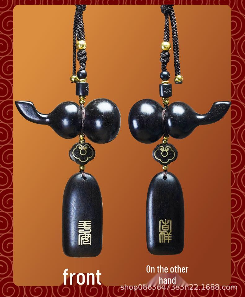 Sandelholz Kürbis Autoanhänger: High-End Amulett für Frieden und Sicherheit, Rückspiegel-Ornament.