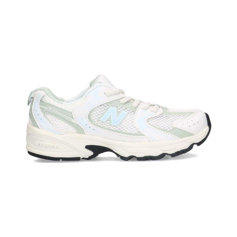New Balance 530 Kids White Green Low Top Running Shoes Wear Resistant PZ530ZO