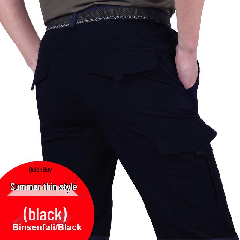 

Men s Lightweight Quick-Dry Cargo Pants with Multi-Pockets and Windbreaker Fabric XL