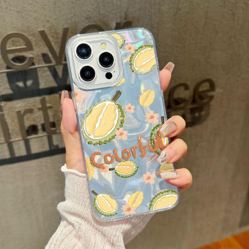 Banana Fruits Pattern Clear Soft Edge Slim Sparkling Phone Case For iPhone 16 Pro Max 15 Pro 14 13 12 11 Feather Glitter Shockproof Hard PC Back Cover