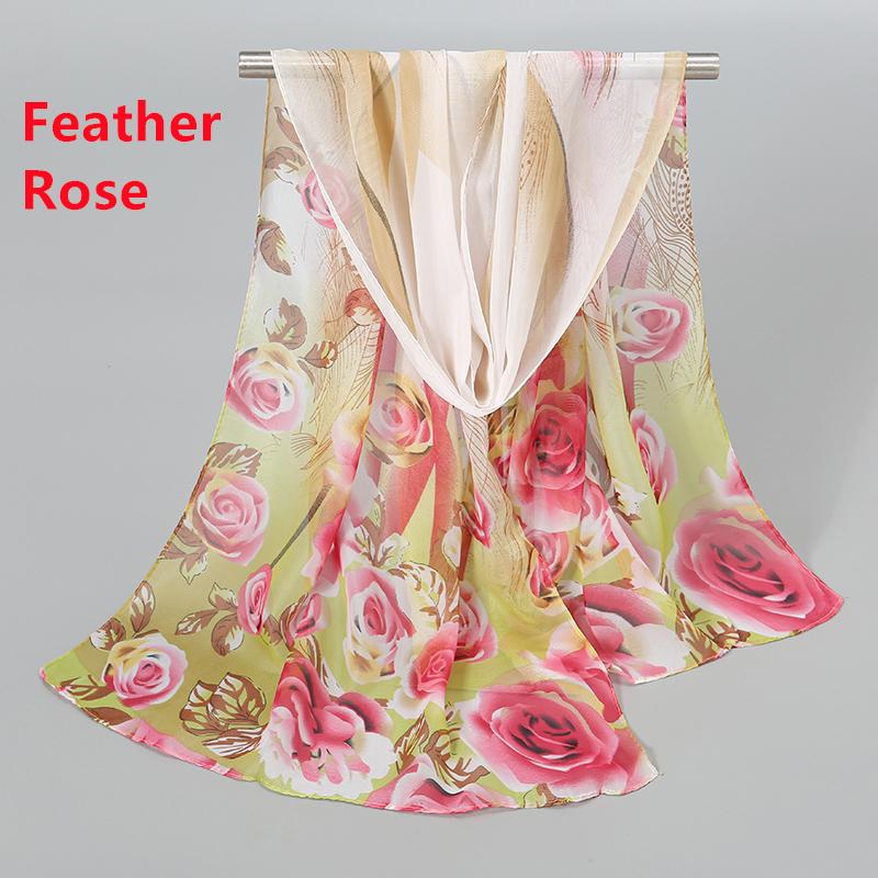 150*50Cm Spring Floral Printed Scarf Women Long Shawl Thin Georgette Hijab Beautiful Rose Flower Pareos Beach Sunscreen Shawl