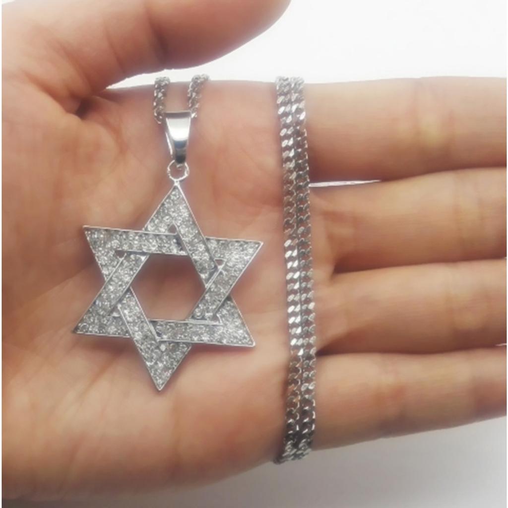 New Pattern Rhinestones Star Pendant Necklace Fashion Necklace Cuban Chain Necklace Hip Hop Bling Bling Jewelry