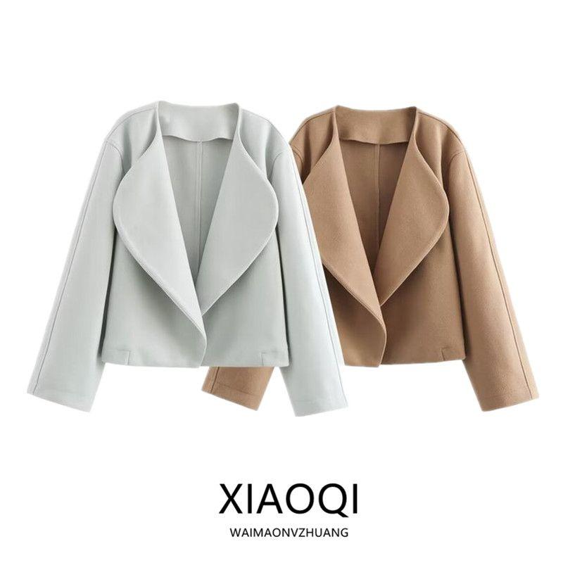 Fashion Wind 2024 New Fall Women's Clothing Loose Easiest for Match Commuting Figure Flattering Two Colors Turn-down Collar Coat 1228434
