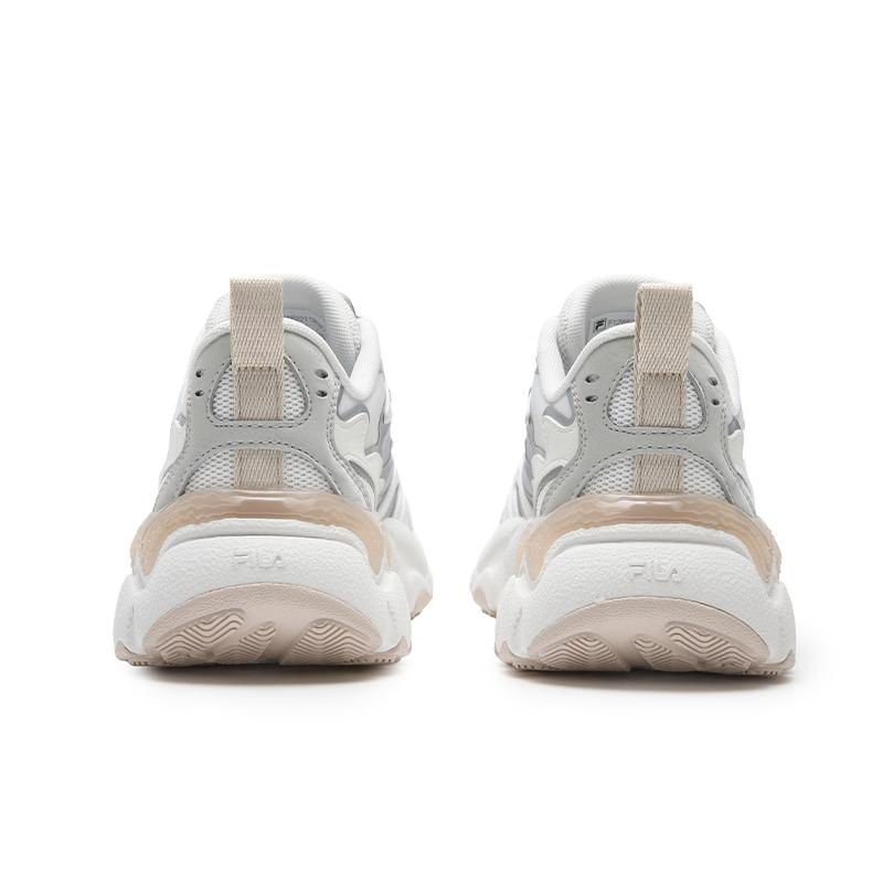 FILA FERN Cushioning Abrasion Resistant Breathable Lightweight Low top Chunky Sneakers Women's White/Mushroom Gray F12W622112FBO