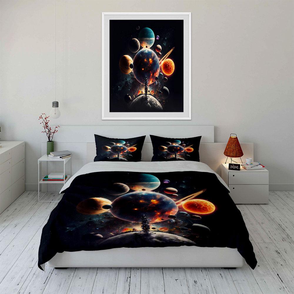 Space Universe Art Three-Piece Soft Comfortable Duvet Cover Bedding Set Included 1*Duvet Cover & 2*Pillowcases, Gift