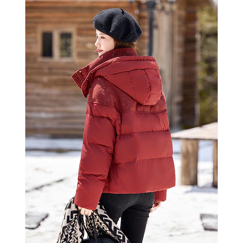 Women's Elegant Short Hooded Down Jacket 255006Y1