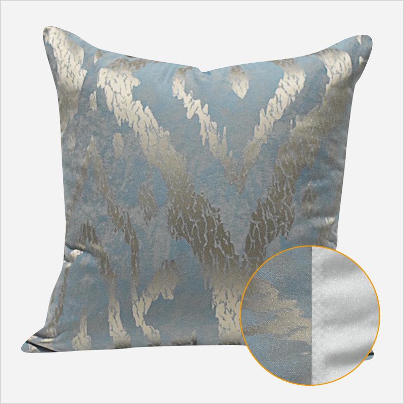 Blau-Grauer Moderner Luxuriöser Geometrisch Gestreifter Kissenbezug für Sofa oder Wohnzimmer