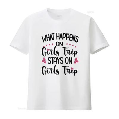 Womens What Happens On Girls Trip Stays Travel T Shirt Vintage Washed Streetwear Stretched Soft Homme Unisex Designer Clothes