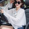 Thin Print Sunscreen Shawl Women Summer Uv Protection Riding Sunscreen Cloak Lady Poncho Capes Black