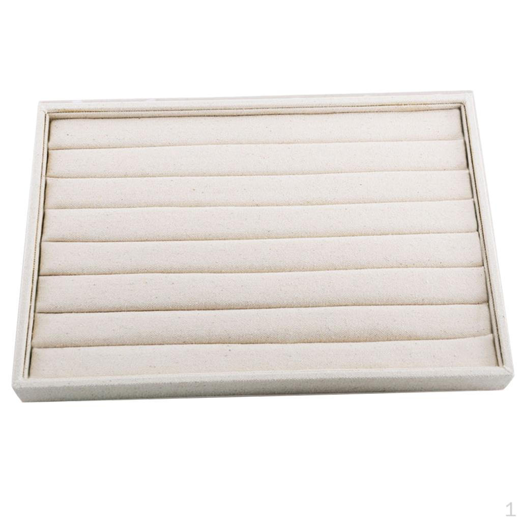 Jewelry Display Tray with Compartment Multi-purpose Stackable Box Beige