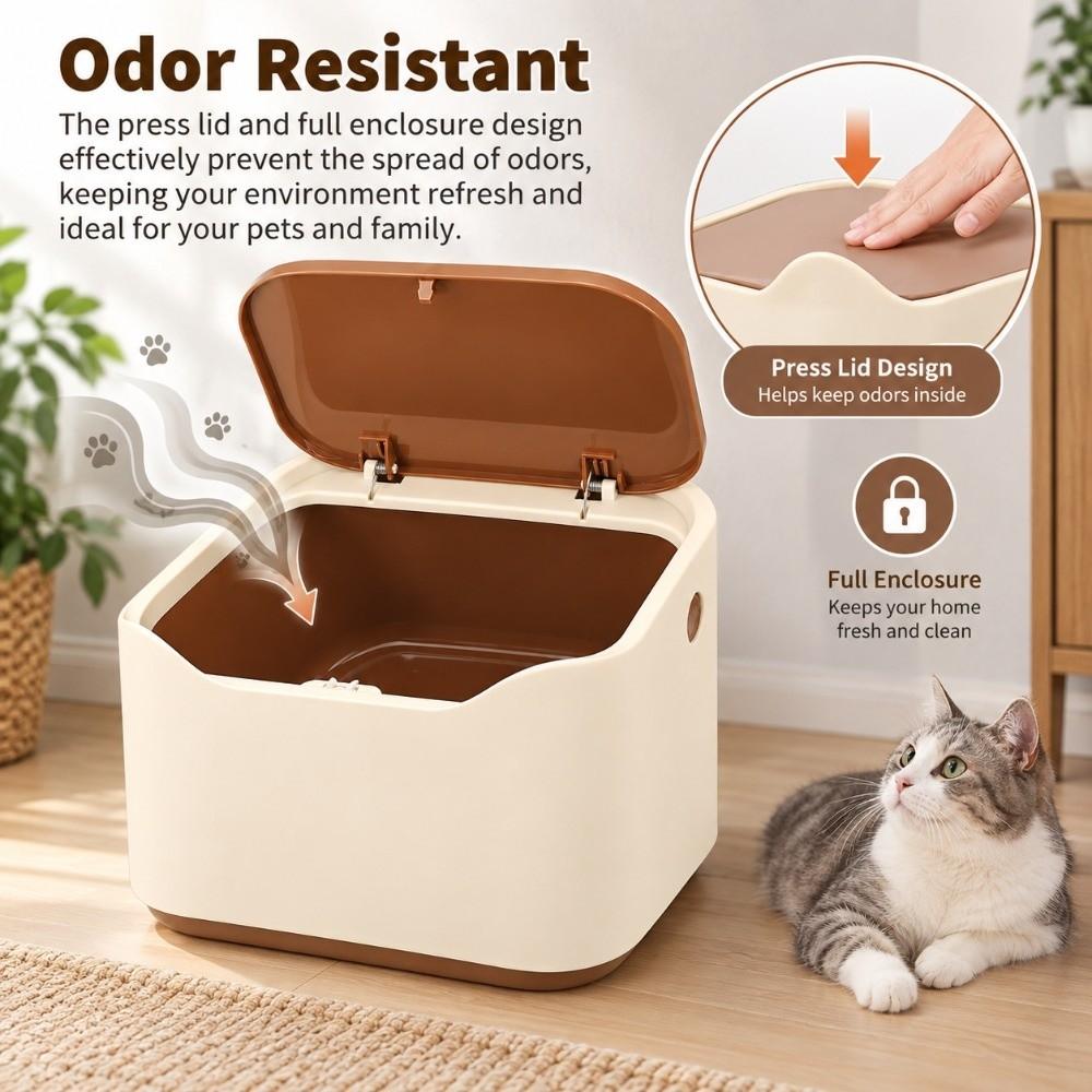 Enclosed Design Cat Waste Garbage Can Odor Resistant Multipurpose Trash Bin for Home