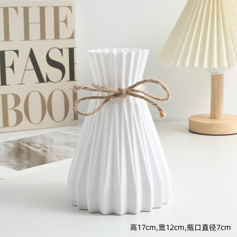 

Pineapple Texture Plastic Vase Wavy Decorative Anti-Slip Jute Waist Paper Fold Vase Luxury Living Room Table Centerpiece vases белый