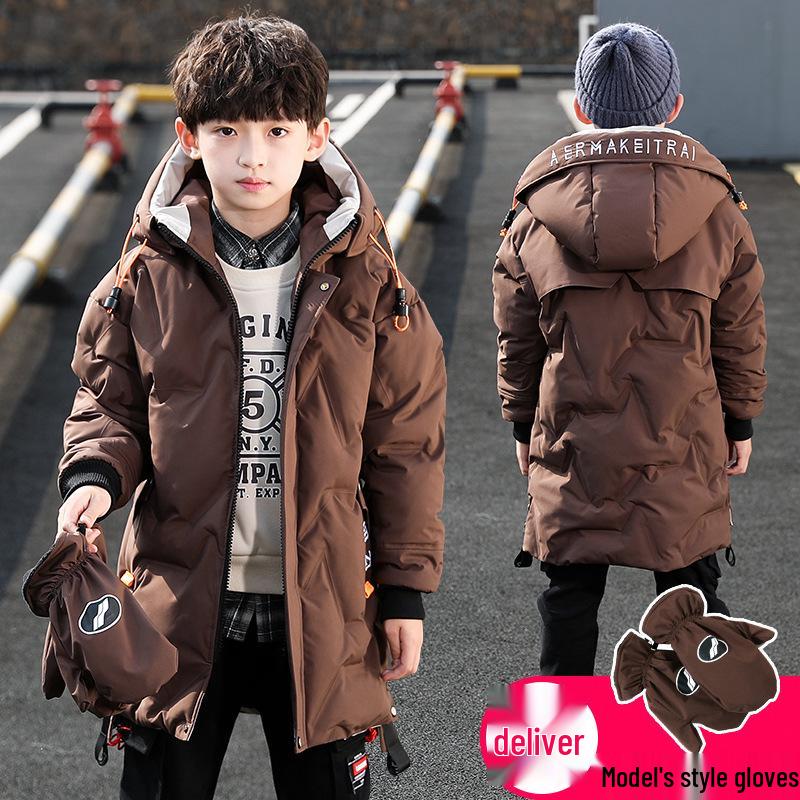 Boys' Winter Mid-Length Cotton Coat 2024 - Thick, Trendy Down Jacket for Kids