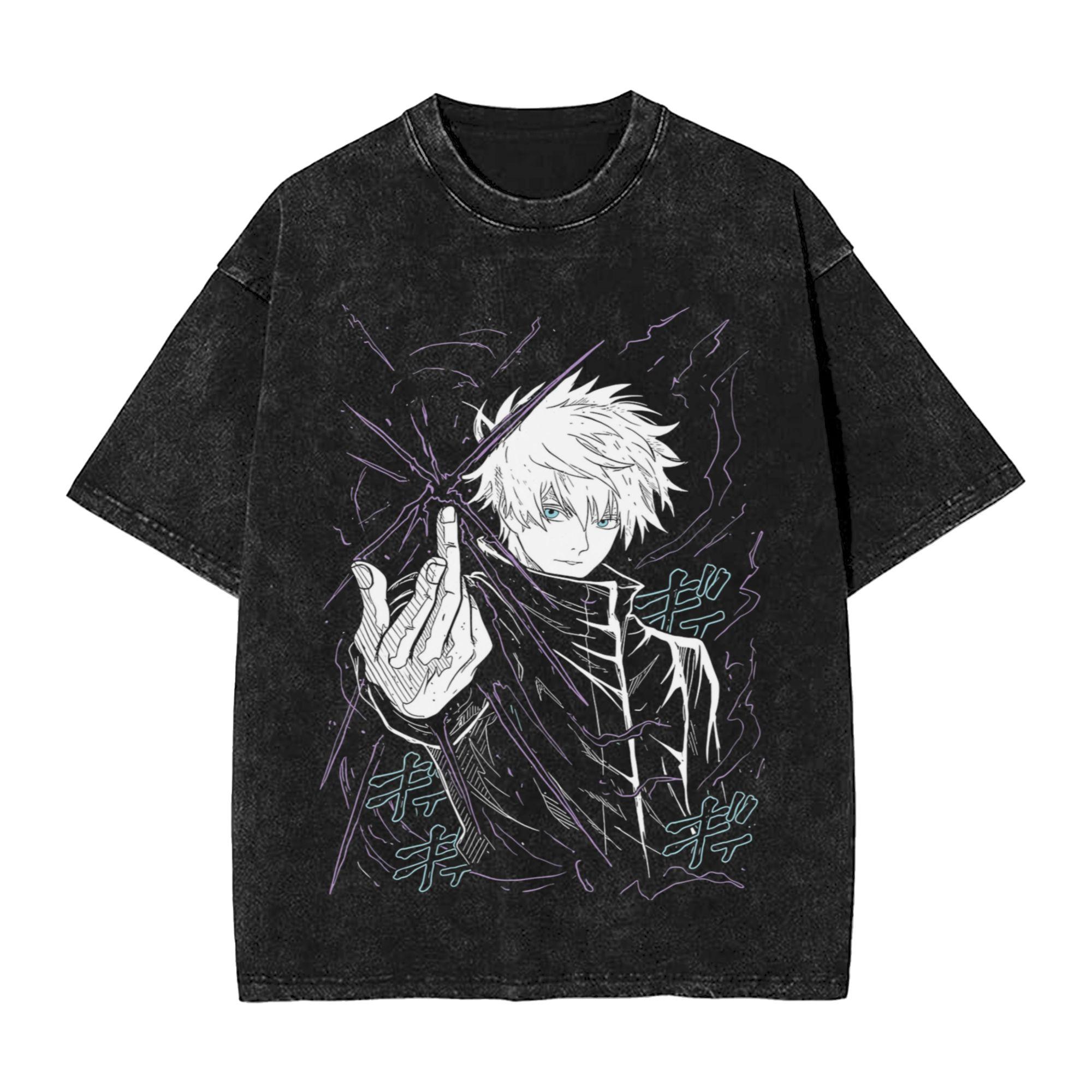 

JJK Anime Gojo Satoru Washed T Shirts Streetwear Hip Hop TShirts JJujutsu KKaisen Tees Unisex Women Cotton High Street Printed S