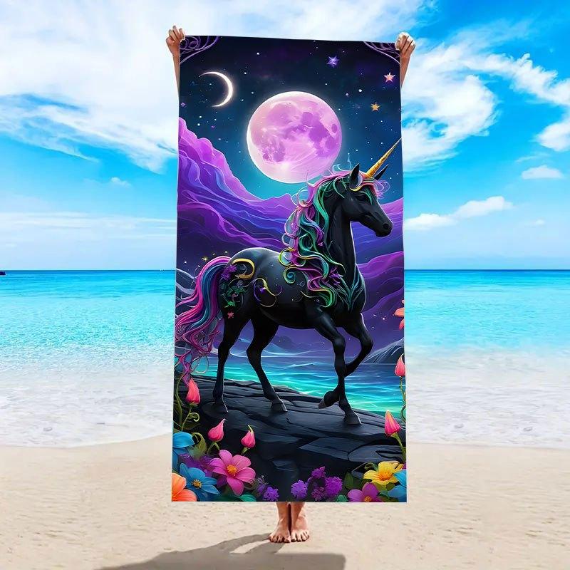 Magic Unicorn Beach Towel for Summer Patterned Sunscreen And Windproof Suitable For Swimming Pool Camping Travel Blanket