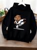 Karate Capybara Hoodie: A Cute Cartoon Printed Children's Sweatshirt With A Black Base And A Cool And Trendy Style