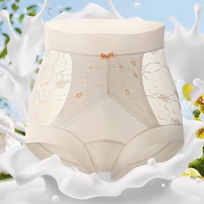 High Waisted Underwear Ladies Sexy Silk Panties Lace Ice Full Coverage Breathable Soft Stretch Briefs
