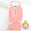 Fashionable women's fleece hooded solid color zipper long-sleeved top