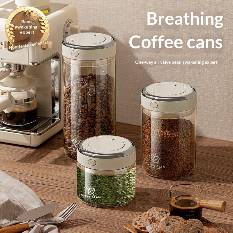 Vacuum Food Grade Coffee Bean Sealed Jar With Date Tracker And Waking Bean Valve Storage Containers For Grain, Snack, Sugar, Tea
