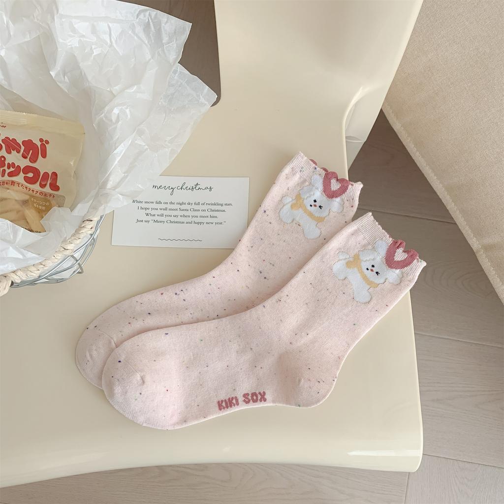 Cute Pet Paradise~ Children'S Fun Ideas Yarn Cartoon Socks Female Cute Soft Cute Small Animal Medium Tube Student Cotton Socks