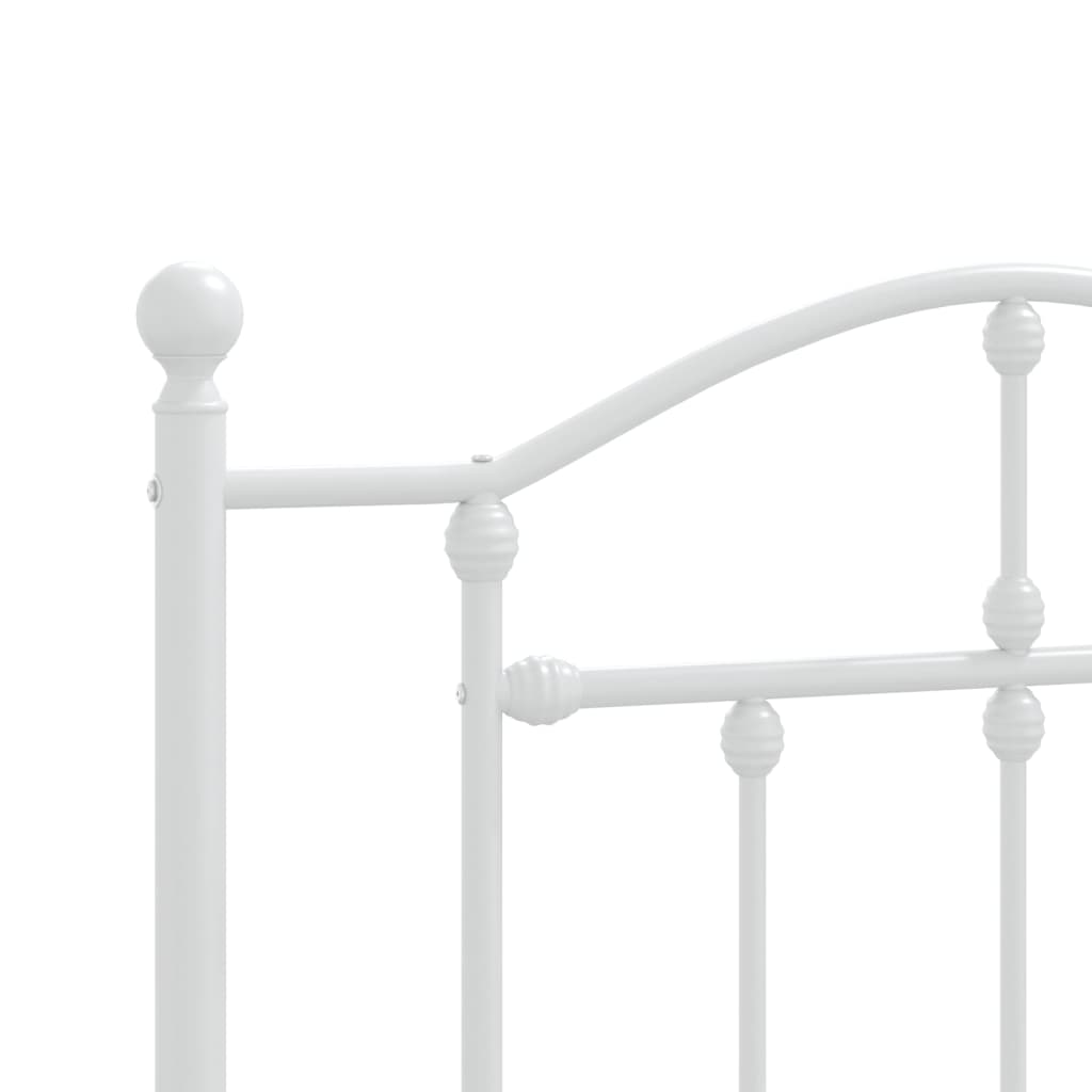Metal bed frame without mattress with headboard white 75 x 190 cm
